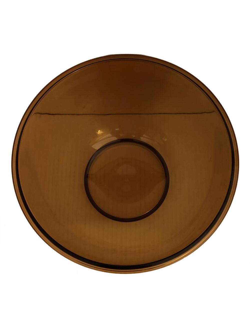 Vintage Dansk Designs amber acrylic salad bowl with serving utensils. - Picture 11 of 16